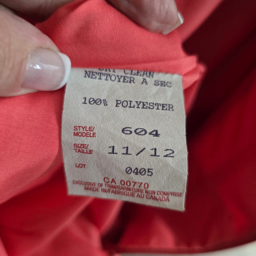 Vintage Nu Mode Petites Coral Pink Peplum Sheath Dress Button Front - Size 11/12