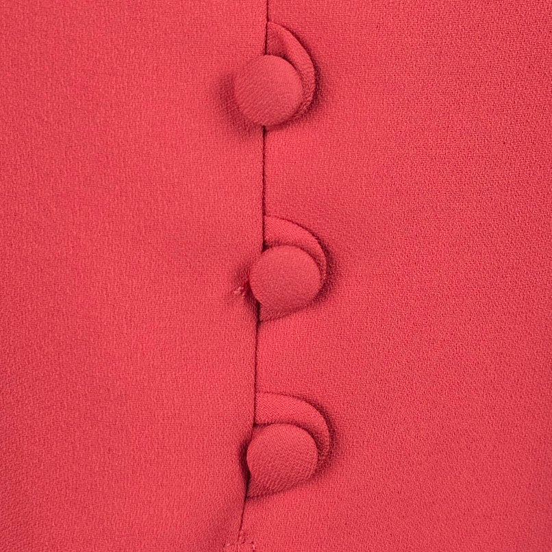 Vintage Nu Mode Petites Coral Pink Peplum Sheath Dress Button Front - Size 11/12