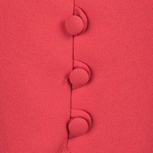 Vintage Nu Mode Petites Coral Pink Peplum Sheath Dress Button Front - Size 11/12