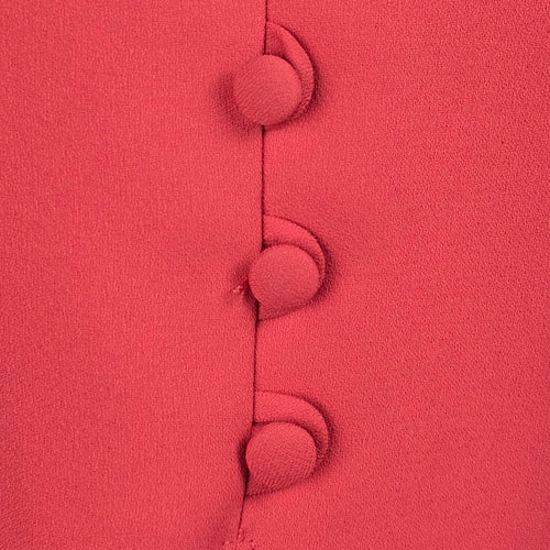 Vintage Nu Mode Petites Coral Pink Peplum Sheath Dress Button Front - Size 11/12