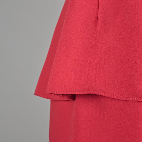 Vintage Nu Mode Petites Coral Pink Peplum Sheath Dress Button Front - Size 11/12