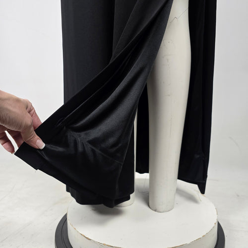 Vintage 90s Selina Black Sheer Mesh Long Sleeve Maxi Evening Gown Dress - Size 12