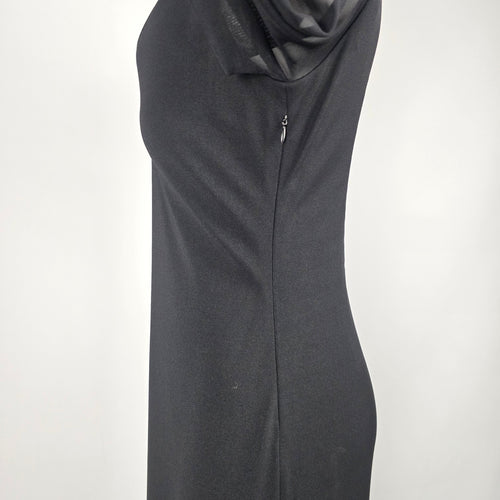 Vintage 90s Selina Black Sheer Mesh Long Sleeve Maxi Evening Gown Dress - Size 12
