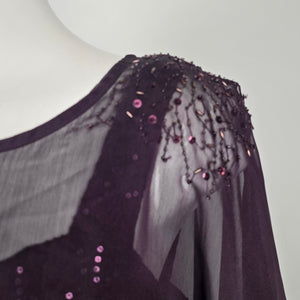 Laura Plus Purple Sequin Lace Formal Evening Gown with Sheer Cape Size 18