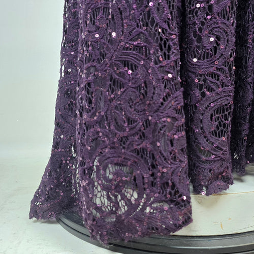 Laura Plus Purple Sequin Lace Formal Evening Gown with Sheer Cape Size 18