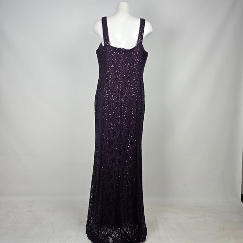 Laura Plus Purple Sequin Lace Formal Evening Gown with Sheer Cape Size 18