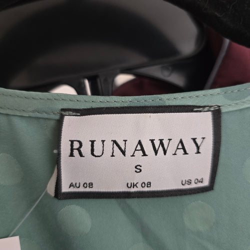 Runaway Sage Green Polka Dot Satin Long Sleeve Maxi Dress Size 4
