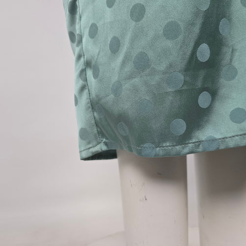 Runaway Sage Green Polka Dot Satin Long Sleeve Maxi Dress Size 4
