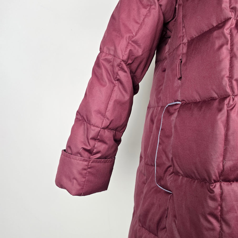 Vintage Burgundy Hooded Long Down Puffer Coat Size 14