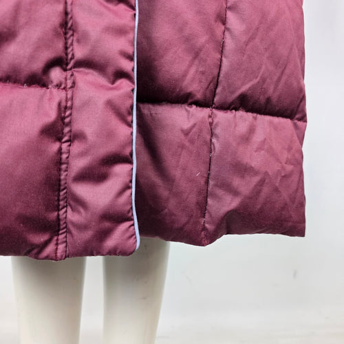 Vintage Burgundy Hooded Long Down Puffer Coat Size 14
