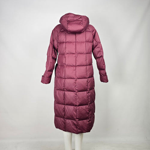 Vintage Burgundy Hooded Long Down Puffer Coat Size 14