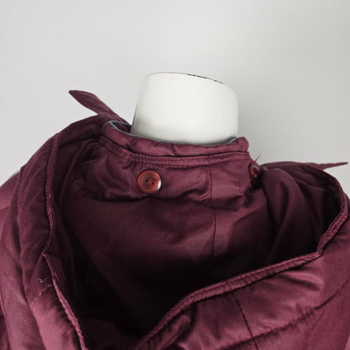 Vintage Burgundy Hooded Long Down Puffer Coat Size 14