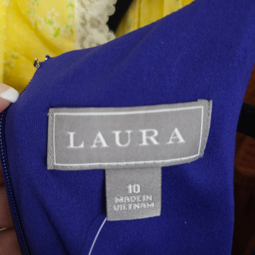 Laura Royal Blue Layered Chiffon Ruffle Cocktail Dress Size 10