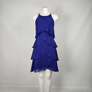 Laura Royal Blue Layered Chiffon Ruffle Cocktail Dress Size 10