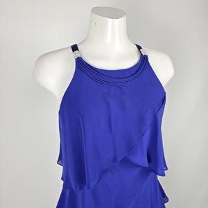Laura Royal Blue Layered Chiffon Ruffle Cocktail Dress Size 10