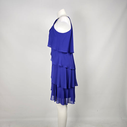 Laura Royal Blue Layered Chiffon Ruffle Cocktail Dress Size 10