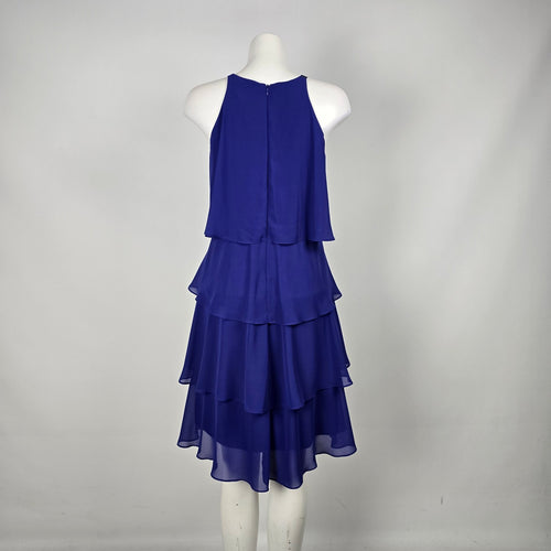 Laura Royal Blue Layered Chiffon Ruffle Cocktail Dress Size 10