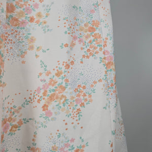 Vintage Cream Floral Flutter Sleeve V-Neck Maxi Dress - Size S/M
