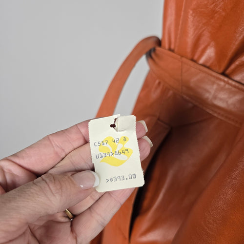 Vintage 70s Hudson’s Bay Company Cognac Leather Belted Trench Coat - Size 11