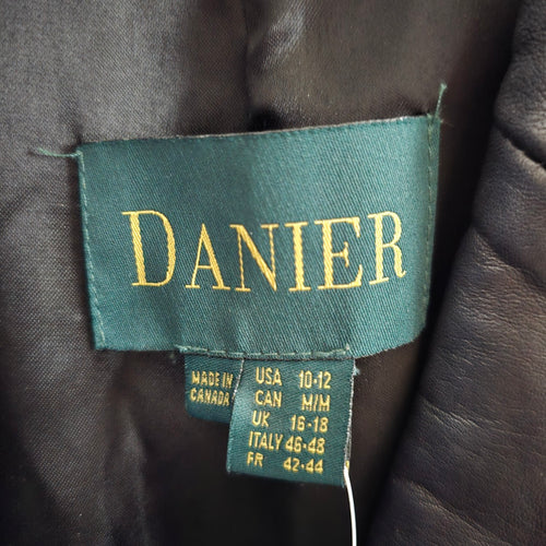 Danier Leather Black Genuine Leather Belted Long Trench Coat - Size M