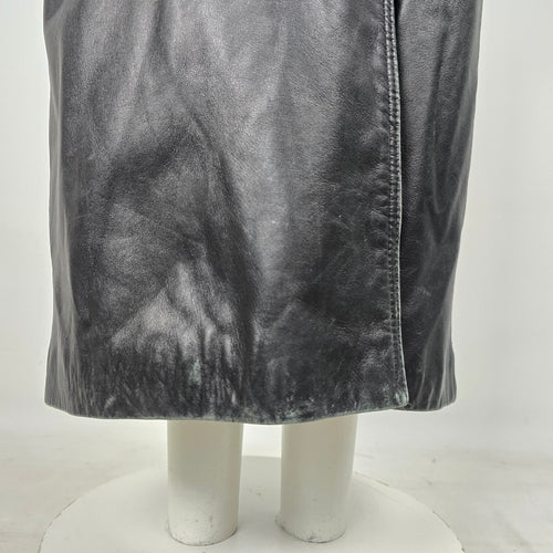 Danier Leather Black Genuine Leather Belted Long Trench Coat - Size M