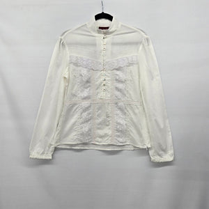 Nevada Women’s White Lace Embroidered Cotton Long Sleeve Blouse -  Size 6