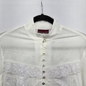 Nevada Women’s White Lace Embroidered Cotton Long Sleeve Blouse -  Size 6