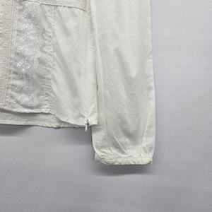 Nevada Women’s White Lace Embroidered Cotton Long Sleeve Blouse - Size 10