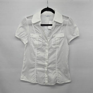 Suzy Shier Women’s White Short Sleeve Button Front Blouse - Size M