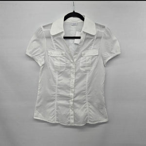 Suzy Shier Women’s White Short Sleeve Button Front Blouse - Size S