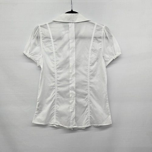 Suzy Shier Women’s White Short Sleeve Button Front Blouse - Size M