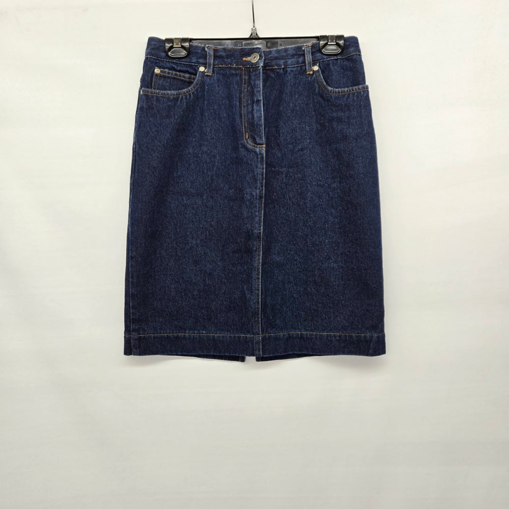 Contrast Jeans Dark Wash Denim Midi Skirt - Size 9