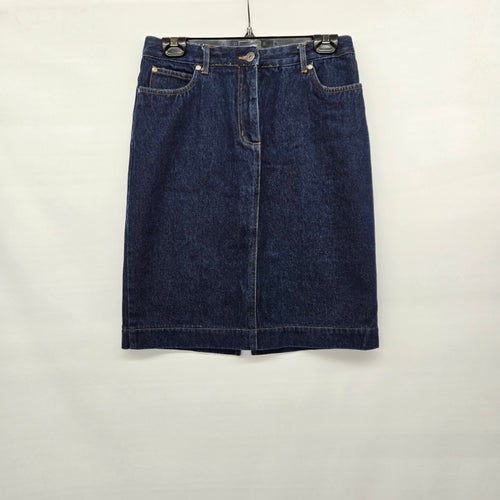 Contrast Jeans Dark Wash Denim Midi Skirt - Size 9