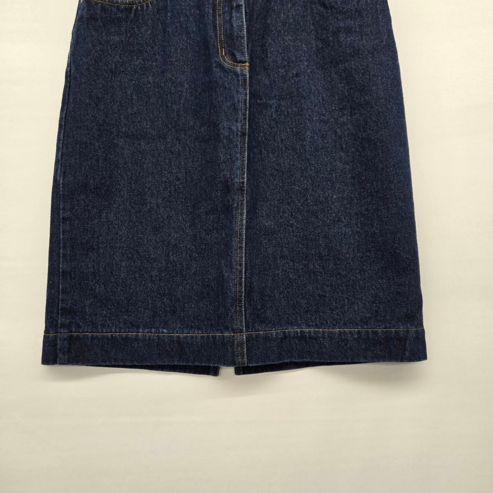 Contrast Jeans Dark Wash Denim Midi Skirt - Size 9