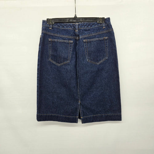 Contrast Jeans Dark Wash Denim Midi Skirt - Size 9