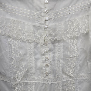 Nevada White Cotton Lace Button-Front Blouse - Size S