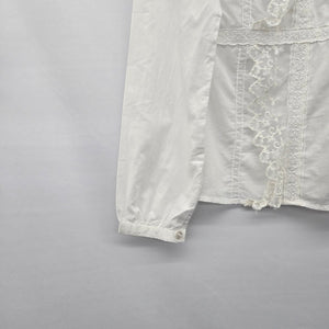 Nevada White Cotton Lace Button-Front Blouse - Size S