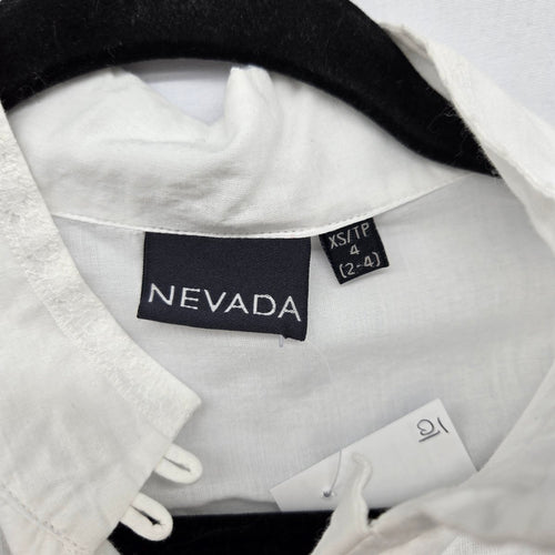 Nevada Women’s White Cotton Lace Button-Front Blouse - Size XS