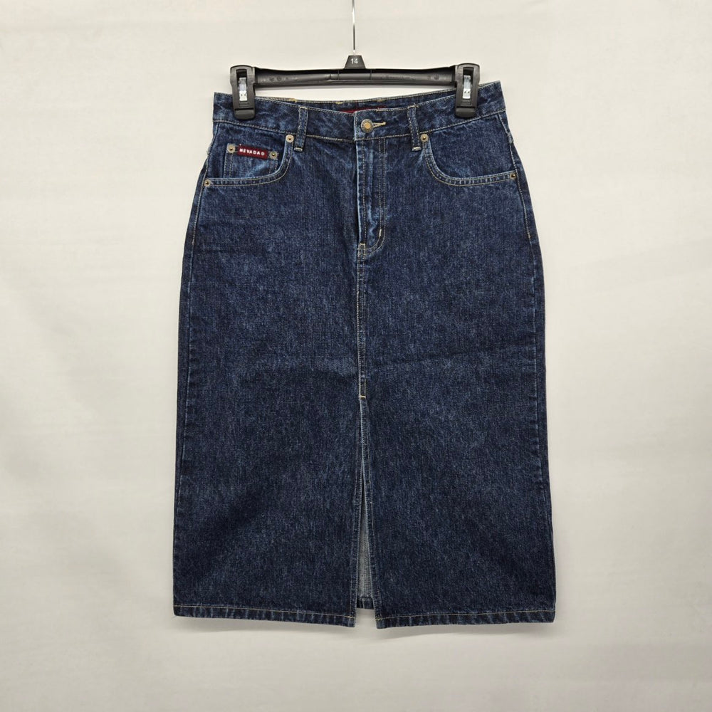 Nevada Dark Wash Denim Midi Skirt - Size 5/6