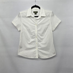 Eddie Bauer White Short Sleeve Button-Front Shirt Size S