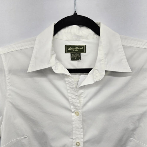 Eddie Bauer White Short Sleeve Button-Front Shirt Size S