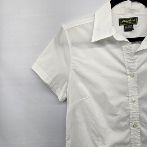 Eddie Bauer White Short Sleeve Button-Front Shirt Size S