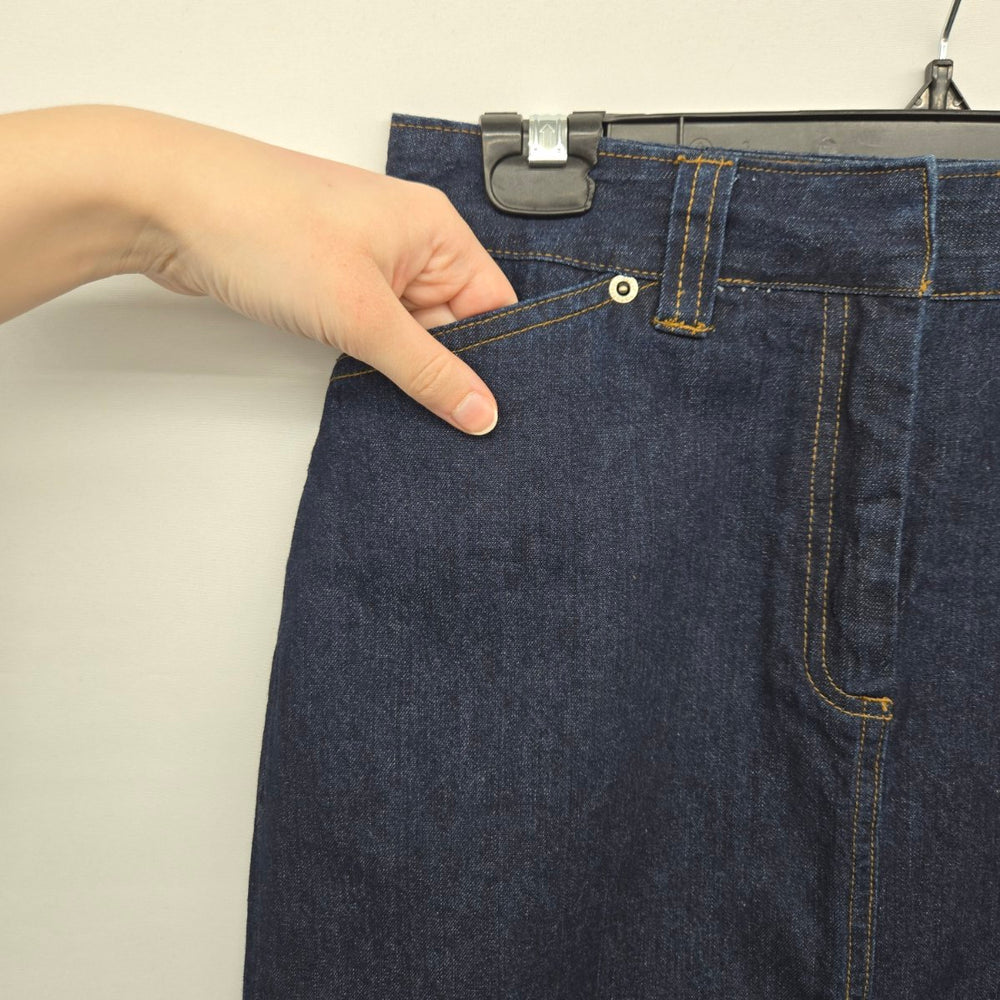 Contrast Jeans Dark Wash Denim Midi Skirt Size 3