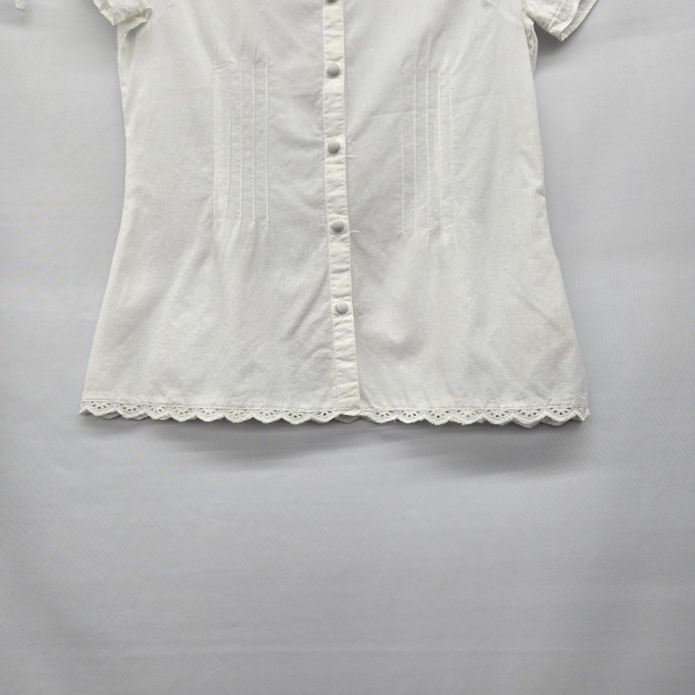 Levi’s White Short Sleeve Button-Front Blouse Size M
