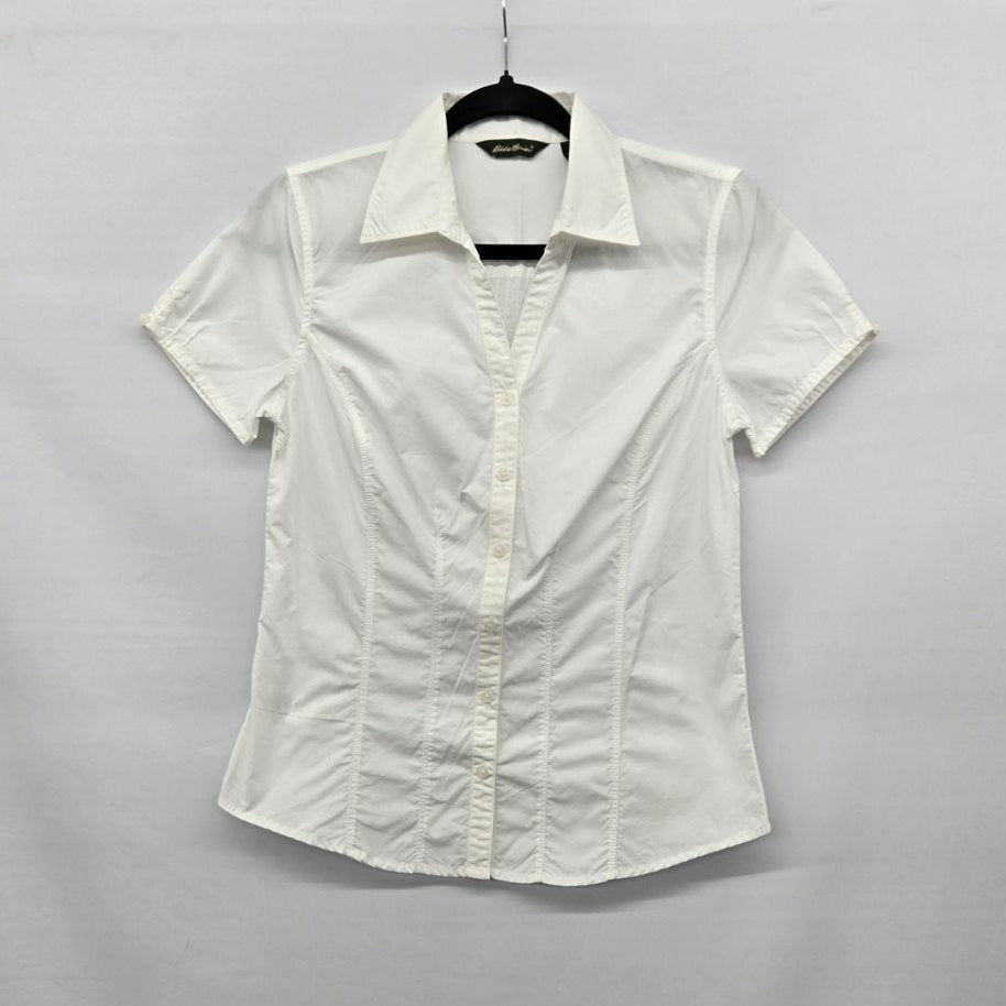 Eddie Bauer White Short Sleeve Button-Front Shirt - Size XS