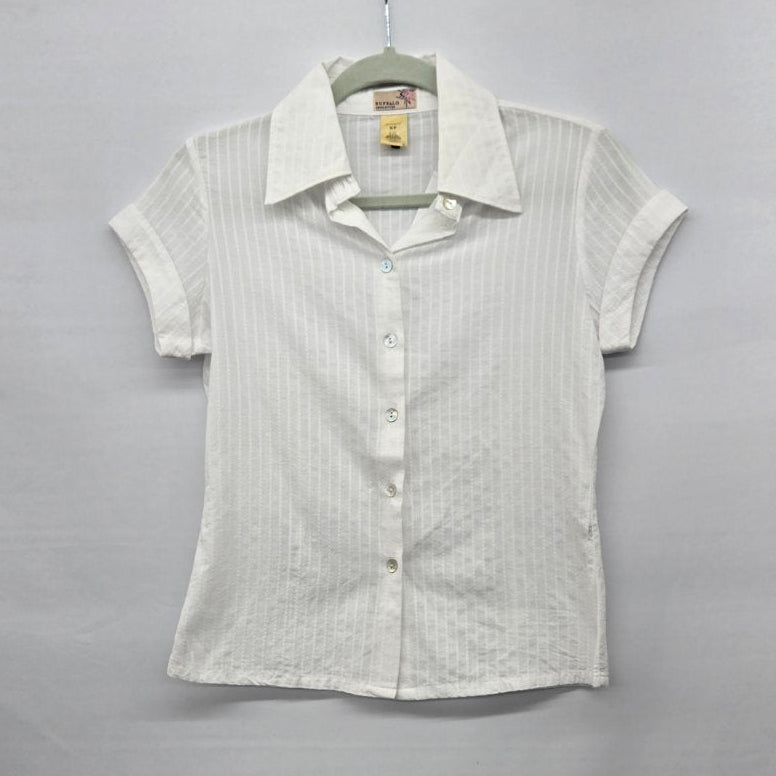 Buffalo David Bitton White Short Sleeve Button-Front Shirt - Size S