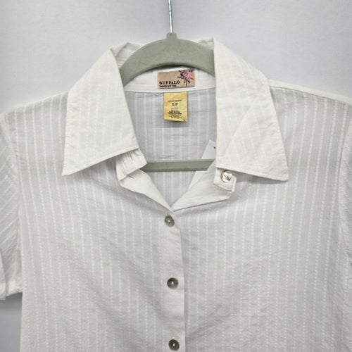 Buffalo David Bitton White Short Sleeve Button-Front Shirt - Size S