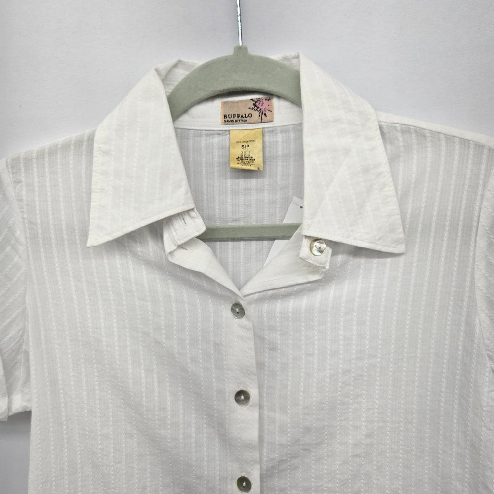Buffalo David Bitton White Short Sleeve Button-Front Shirt - Size M