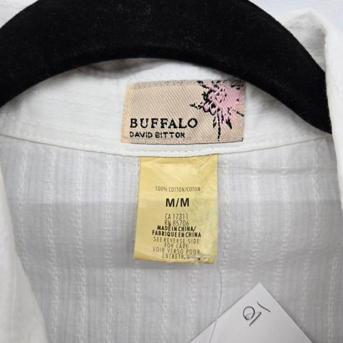 Buffalo David Bitton White Short Sleeve Button-Front Shirt - Size M