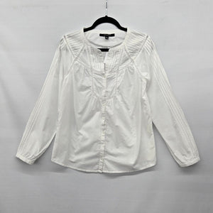 Coupé Collection White Long Sleeve Button-Front Blouse Size M